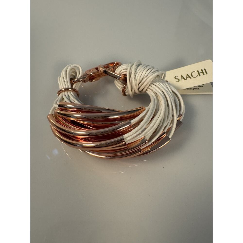 Saachi Multi strand White And Rise Gold Bracelet NWT
